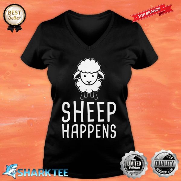 Sheep Happens Funny Farmer Sheep Lover Design V-neck