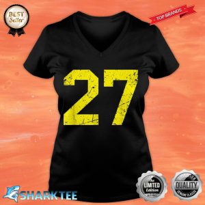 Lucky Number #27 Yellow Vintage Sports Player Fan Jersey V-neck
