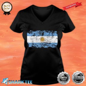 Argentina Flag Vintage Men Women Kids Argentina V-neck