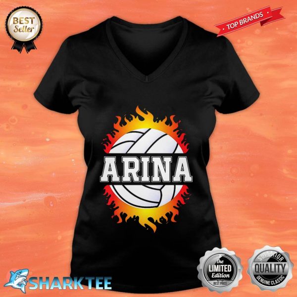 Arina Name Volleyball Player Girls Ball and Net Sports Fan Premium V-neck