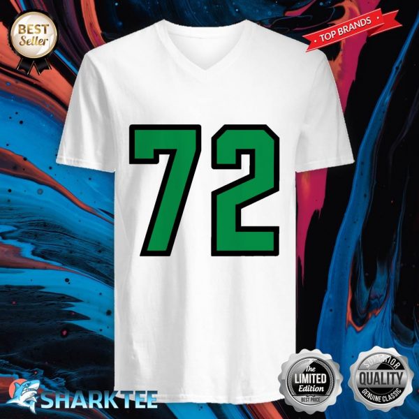 Number #72 Sports Jersey Lucky No. Green Black Birthday Age Premium V-neck