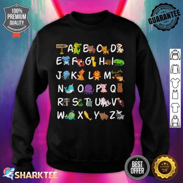 Alphabet Animal ABCs Learning Kindergarten School Teacher sweatshirt