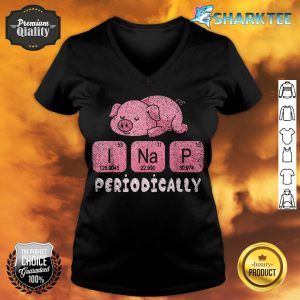 Cute Farm Animal Sleeping Periodic Table PJ Napping Pig v-neck