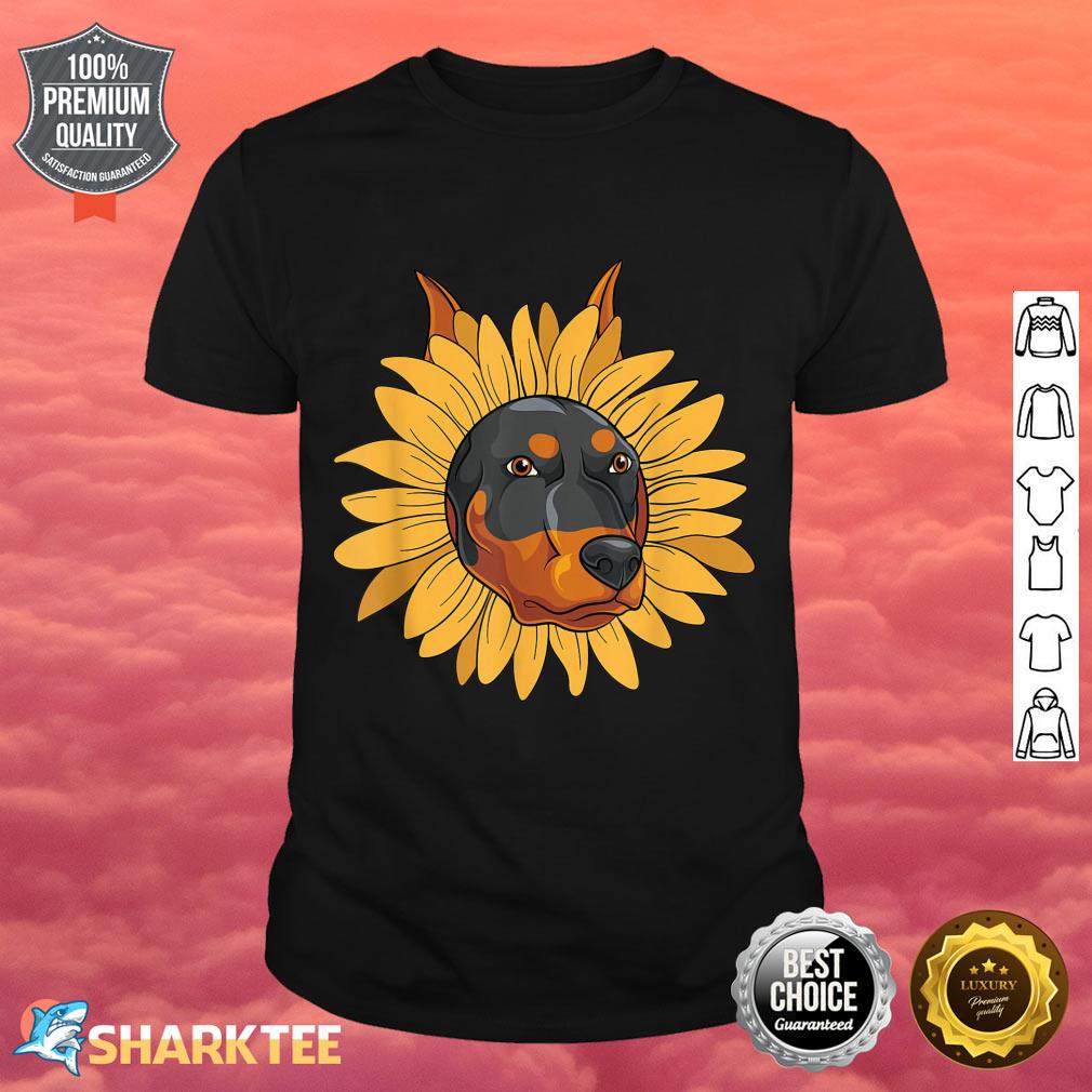 Dog Owner Pet Animal Dog Lover Hippie Sunflower Doberman shirt