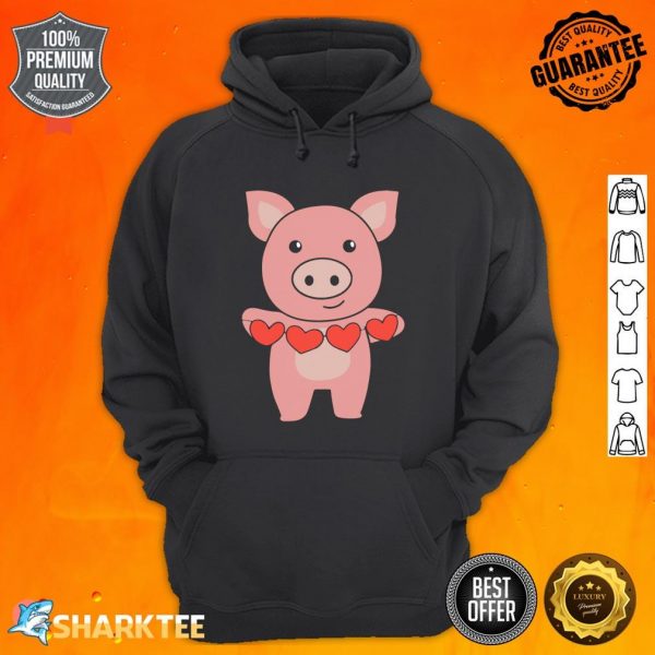 Pig For Valentines Day Cute Animals With Hearts hoodie