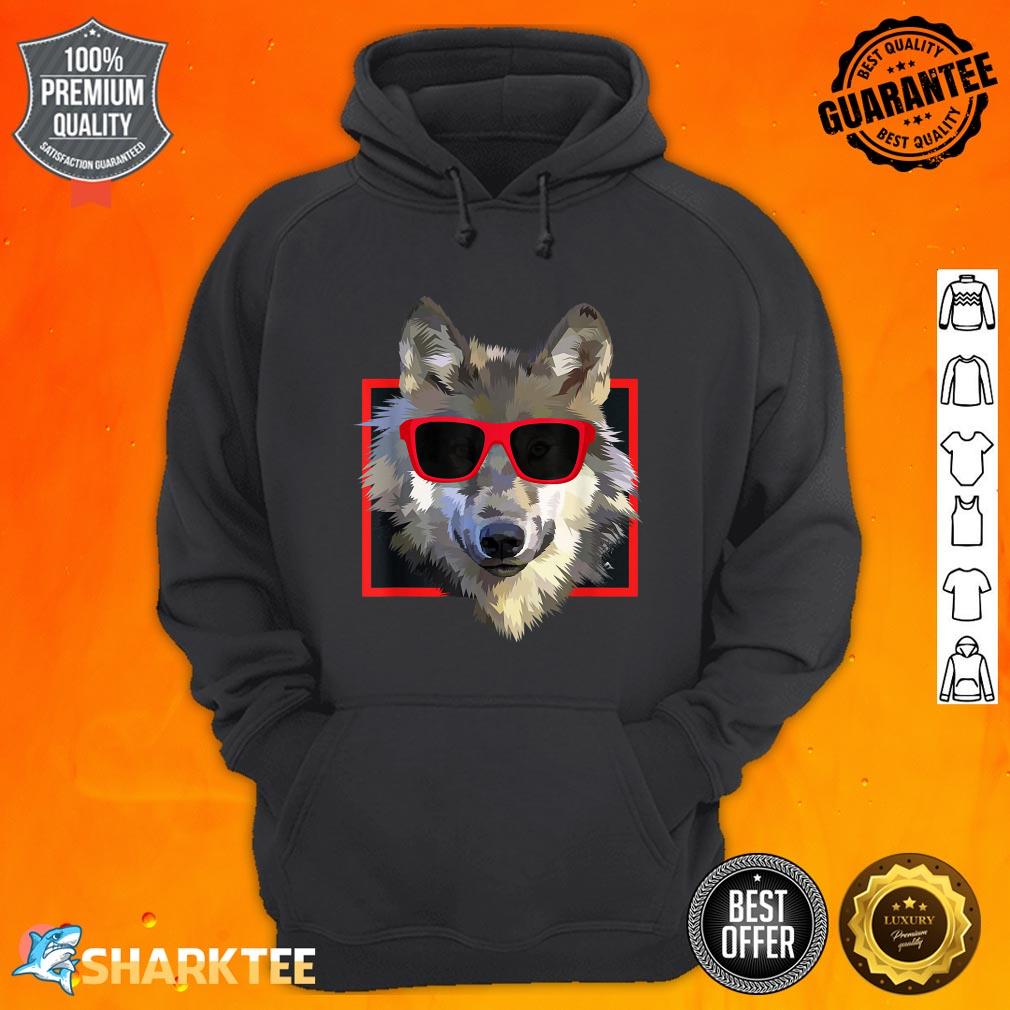 Wolves Animal Wolf in Cool Sunglass Frame Funny Present Hoodie 