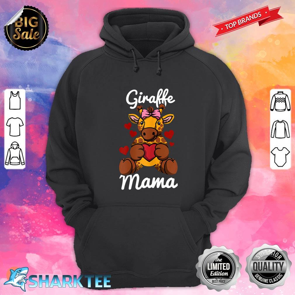 Womens Giraffe Mama Finger Heart Giraffe Animal With Ribbon hoodie