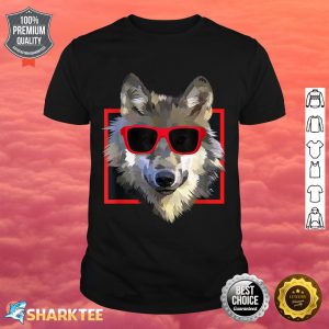 Wolves Animal Wolf in Cool Sunglass Frame Funny Present shirt