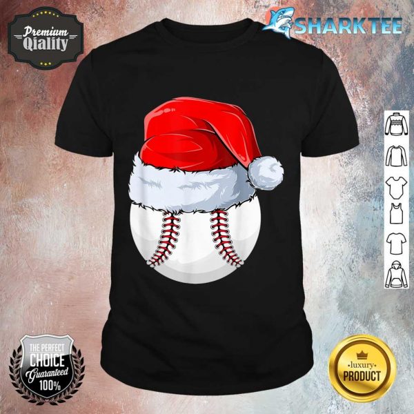 Baseball Ball Christmas Santa Claus Hat Sport Xmas Boys Teen shirt