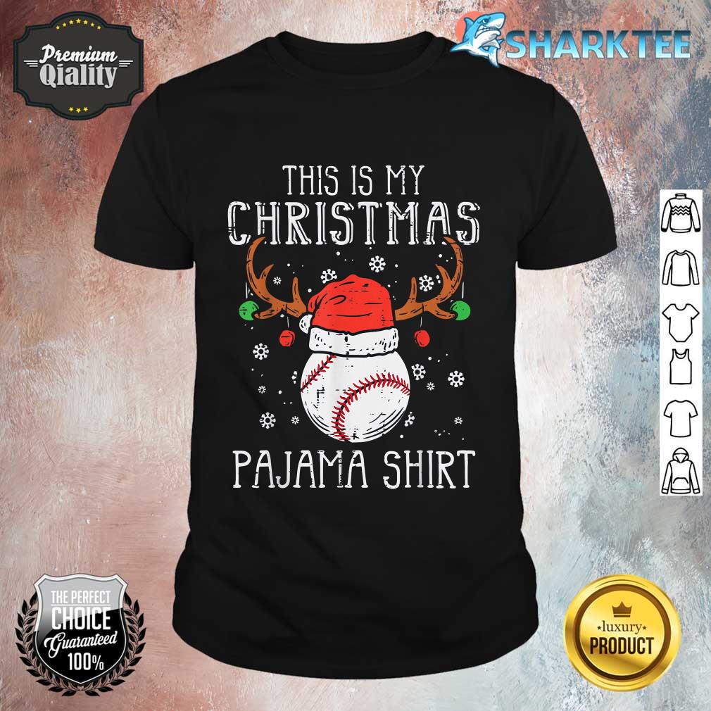 This Is My Christmas Pajama Shirt Baseball Xmas PJs Sports shirt