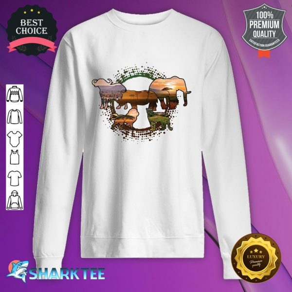 Five Animalsilhouettes Big African Animals Savannahs Designs Premium sweatshirt