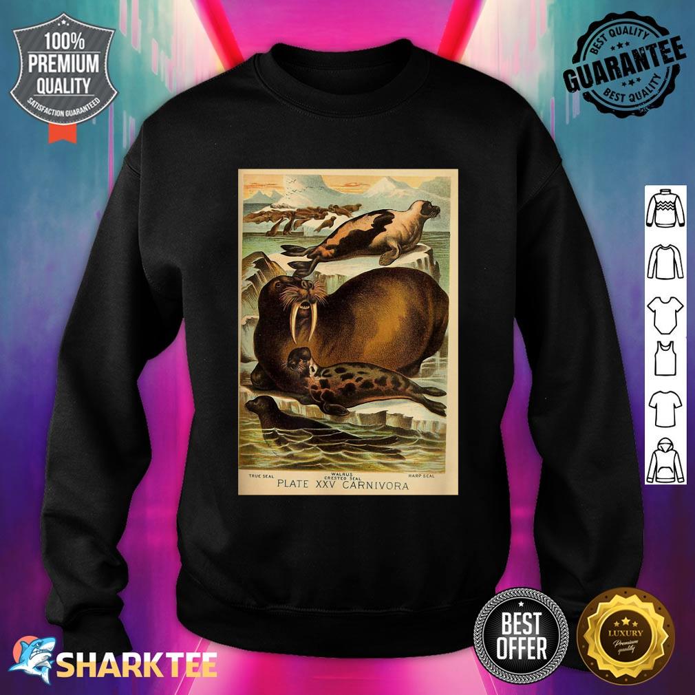 Walrus Harp Seal Crested Vintage Animal Lithograph sweatshirt