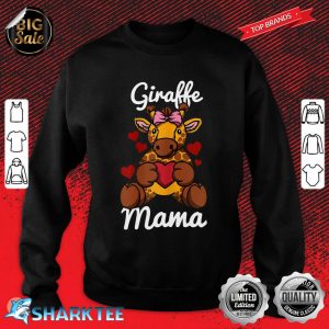 Womens Giraffe Mama Finger Heart Giraffe Animal With Ribbon sweatshirt