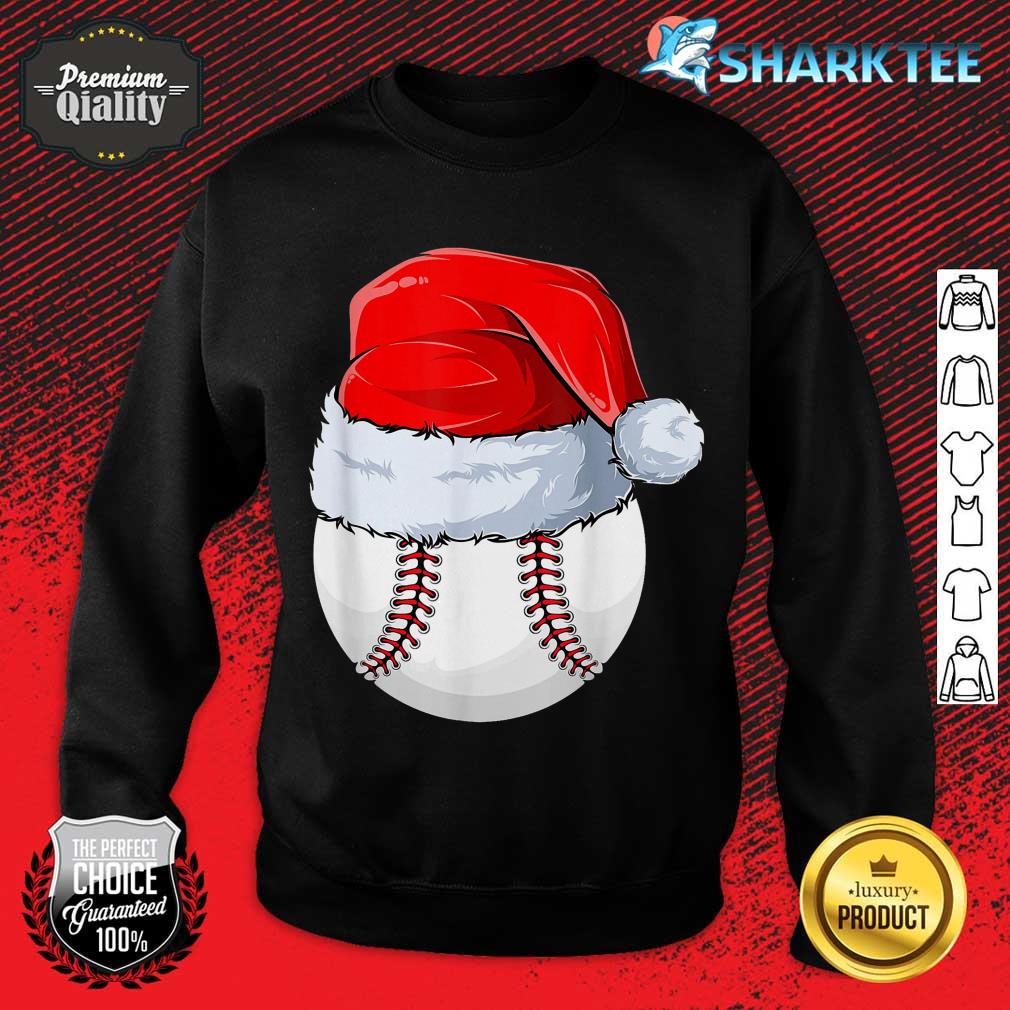 Baseball Ball Christmas Santa Claus Hat Sport Xmas Boys Teen sweatshirt