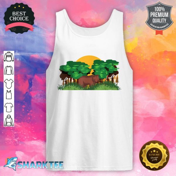 Forest Trees Wildlife Animal Brown Bear Lover Sunset Nature tank top