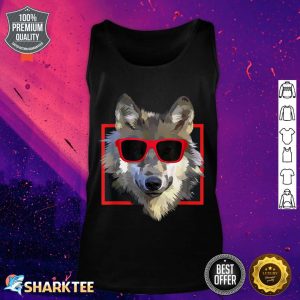 Wolves Animal Wolf in Cool Sunglass Frame Funny Present tank top