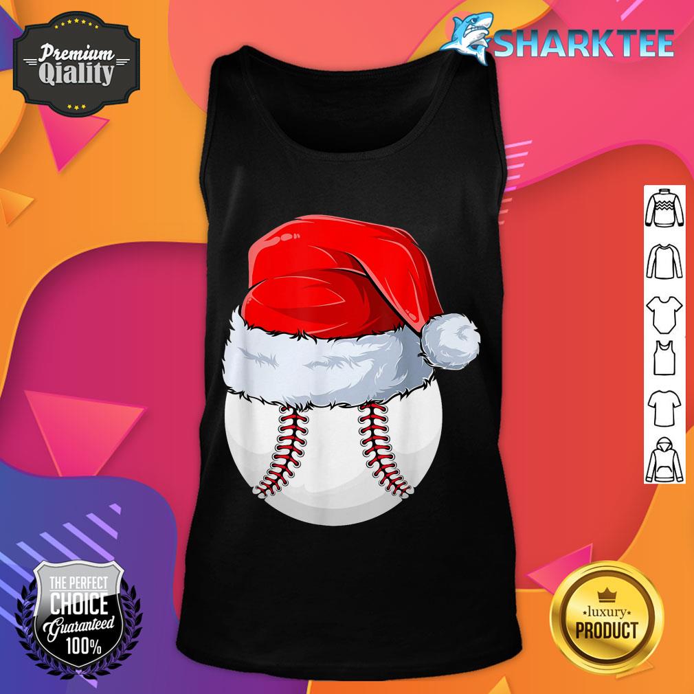 Baseball Ball Christmas Santa Claus Hat Sport Xmas Boys Teen tank top