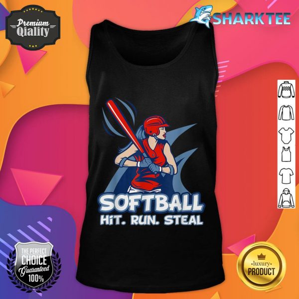 Softball Hit Run Steal Ladies Women Sport Gifts tank top