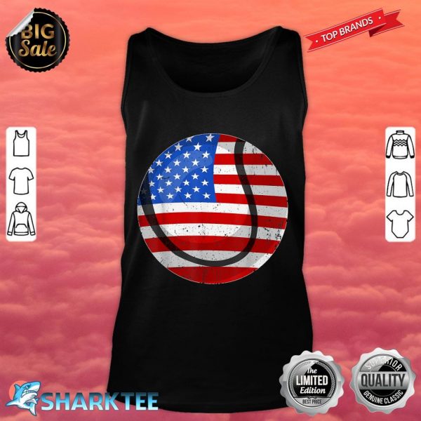 Tennis Player American Flag 4th Of July Ball Sport Lover tank top