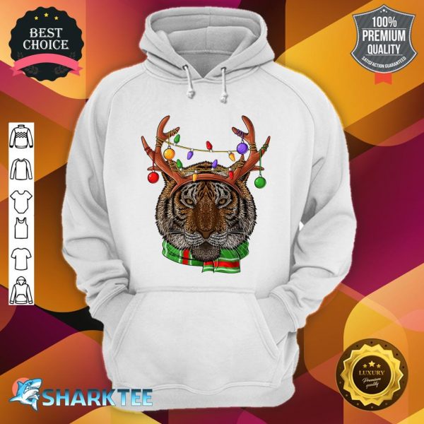 Tiger Reindeer Antlers Cute Christmas Animal Xmas Kids hoodie