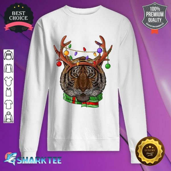 Tiger Reindeer Antlers Cute Christmas Animal Xmas Kids sweatshirt