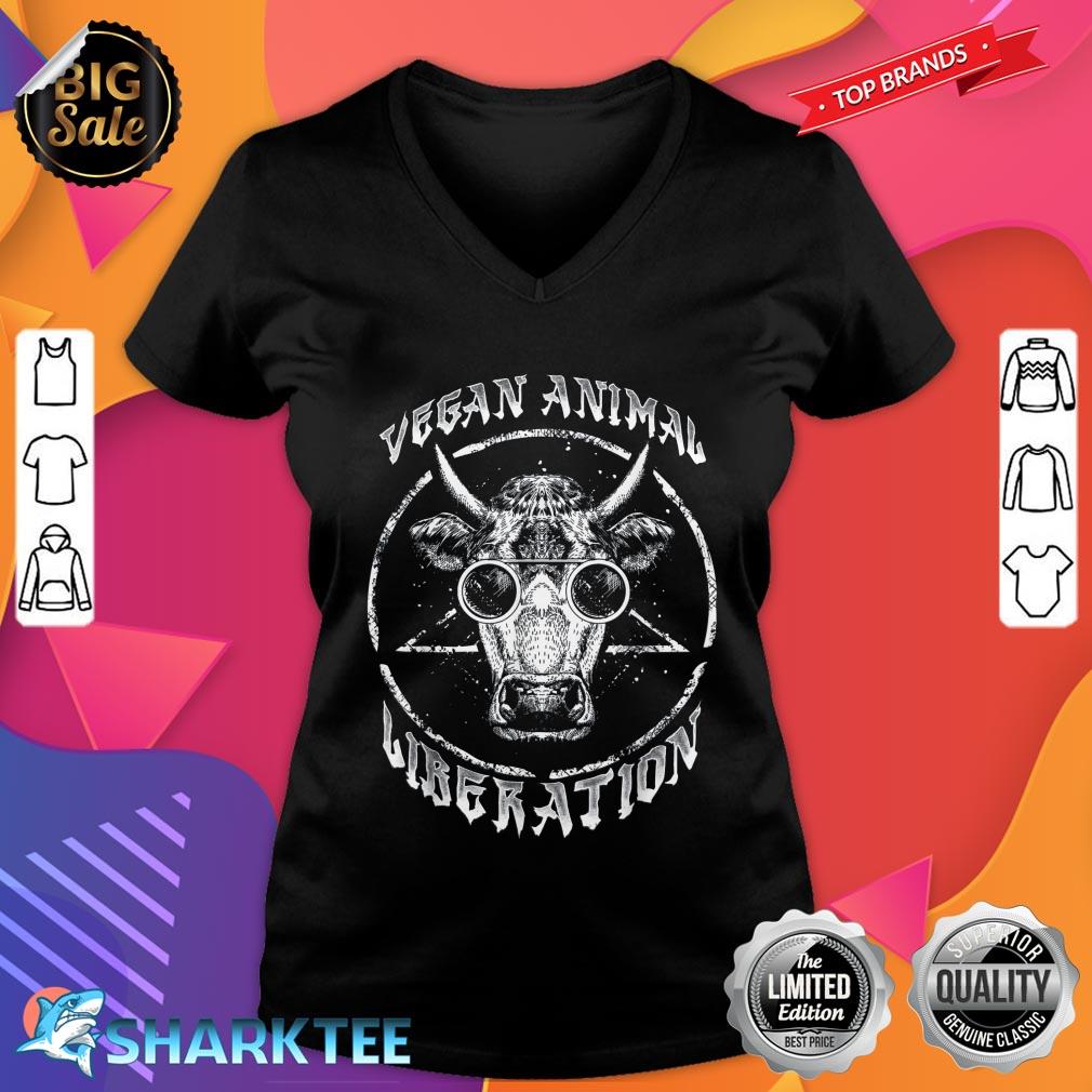 Vegan Animal Liberation Goth Pentagram Satanic v-neck