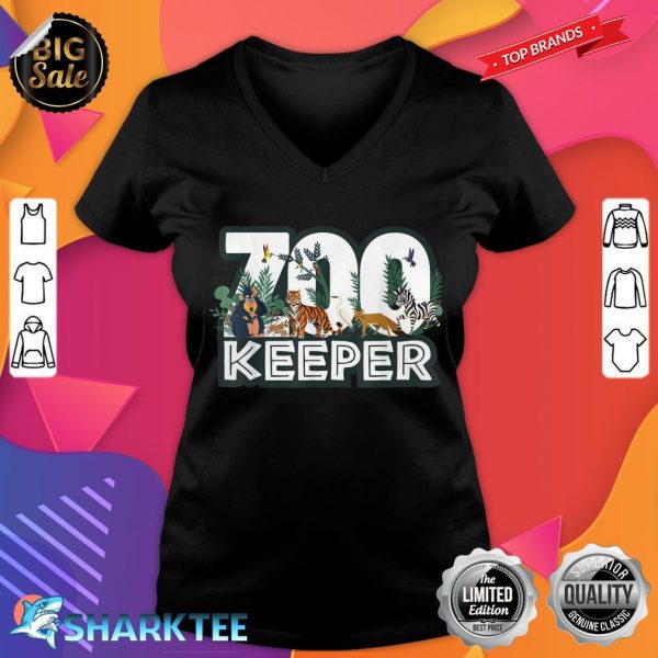 Zookeeper Wild woods jungle Tropical Forest Animals Theme v-neck