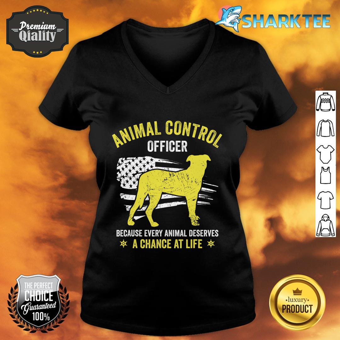 American Flag Public Safety Rescue Animal Control Officer v-neck