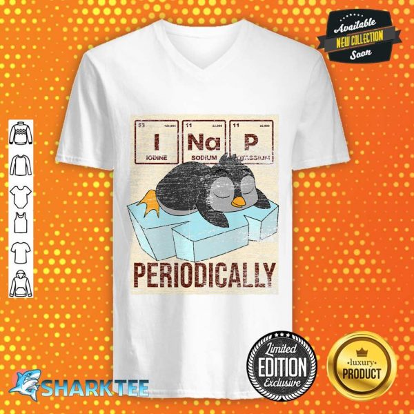 Sleeping Antarctic Animal Periodic Table PJ Napping Penguin v-neck