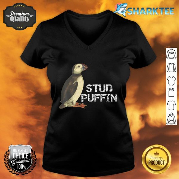 Stud Puffin Animal Pun Seabird v-neck