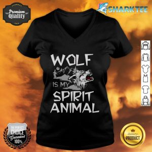 The Wolf Is My Spirit Animal Wolf And Moon Funny Animal v-neck