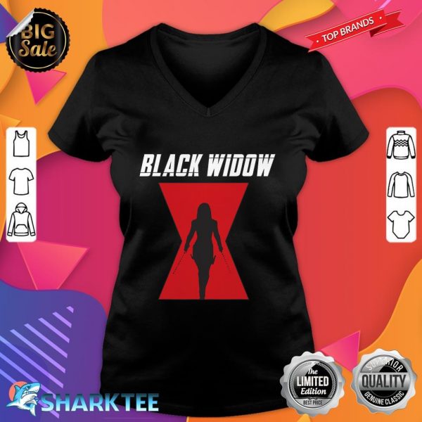 Marvel Black Widow Logo Silhouette v-neck