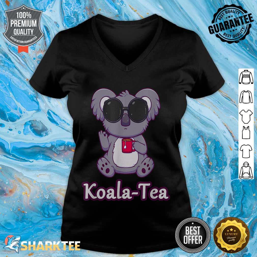 Funny Cute Animal Koala Tea Quality Pun v-neck