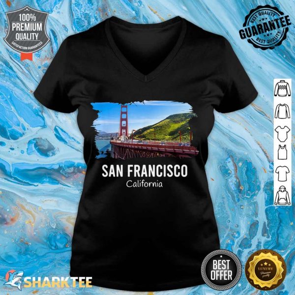San Francisco California Bay area Golden Gate Bridge Skyline v-neck
