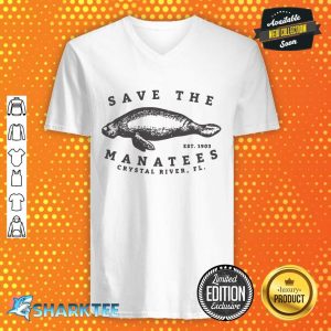 Save The Manatee Crystal River FL Vinatage Sea Cow Gift v-neck