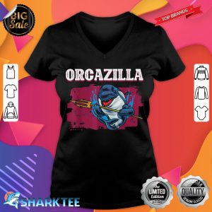 Funny Orcazilla With Trident King Of The Ocean Orcas V-neck