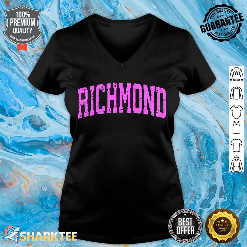 Richmond California CA Vintage Athletic Sports Pink Design v-neck