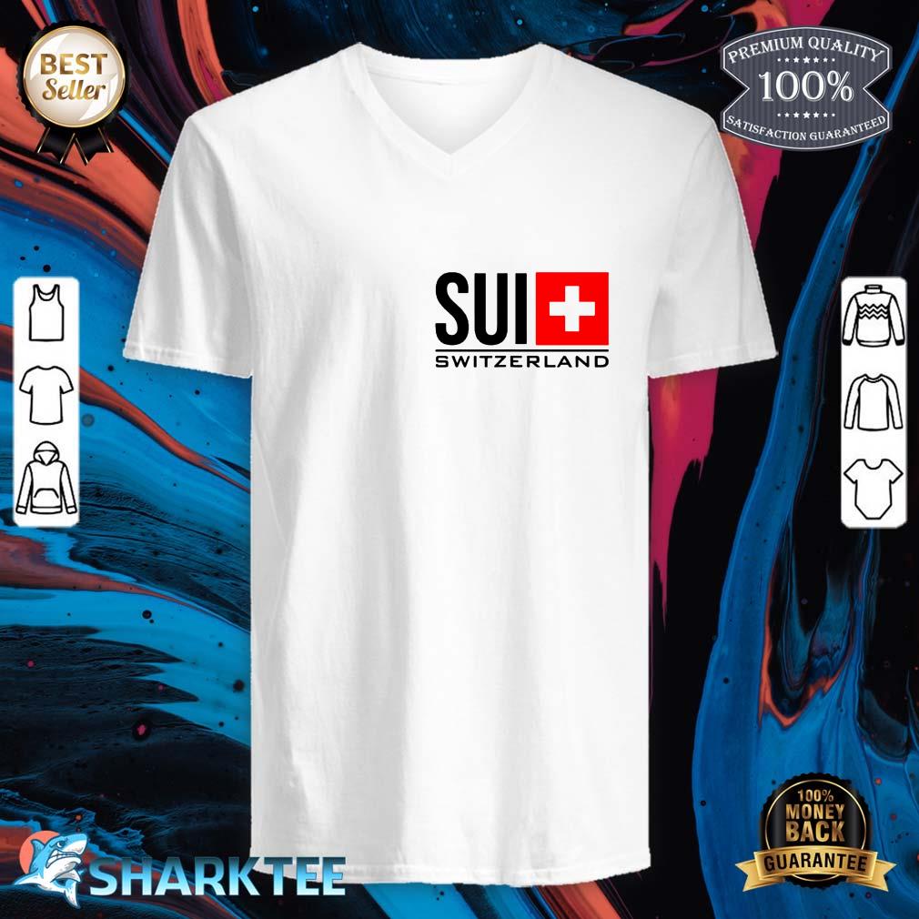 Switzerland Flag Swiss Country Code Sui Sport Games Athlete v-neck
