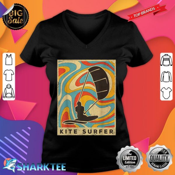 Vintage Kite Surfing Sport Retro Poster v-neck