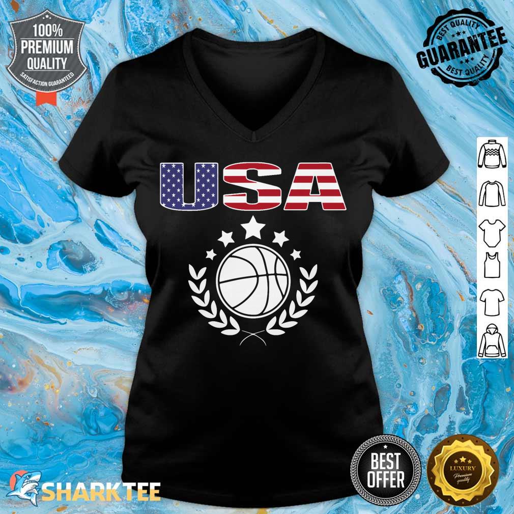 America Basketball Fans Jersey USA Flag Summer Sport Lover Premium v-neck