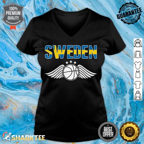 Sweden Basketball Lovers Jersey Swedish Flag Summer Sports Premium v-neck