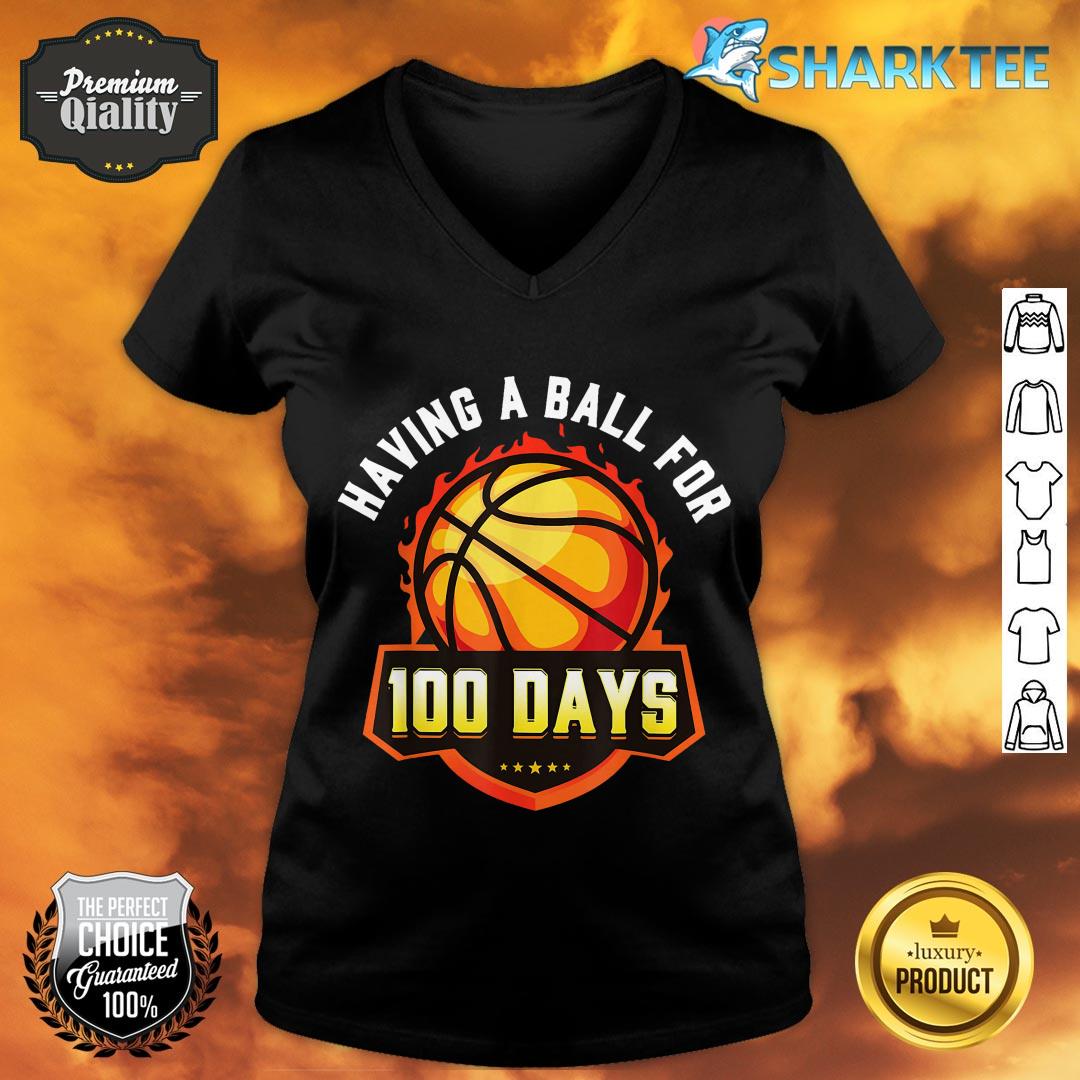 100 Days Of School Pun 100th Day Sport Basketball v-neck