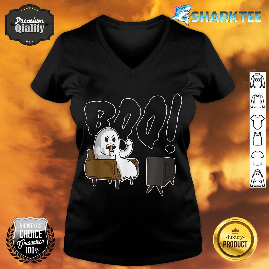 Cute Booing Drinking Beer Ghost Watching Sport Games v-neck