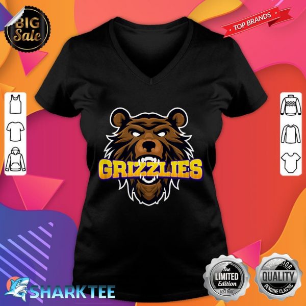Grizzlies Lovers Fan Animal Wildlife Team Supporter Sports v-neck