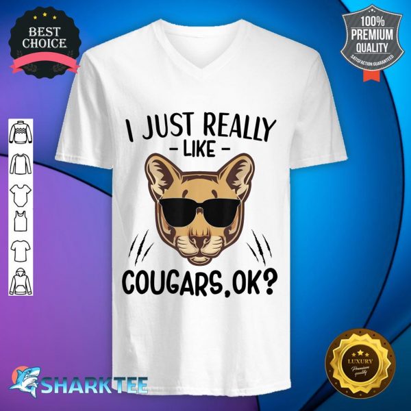 I Just Really Like Cougars Cougar Lover Animal v-neck