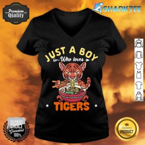 Just A Boy Who Loves Tigers Wildlife Animal Rescuers v-neck