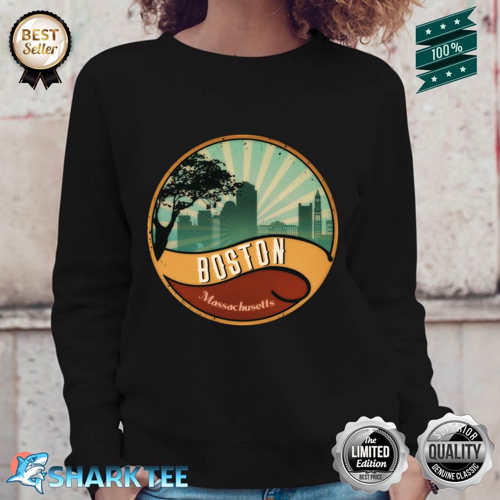 Boston City Skyline Massachusetts Retro Vintage 80s Sweatshirt