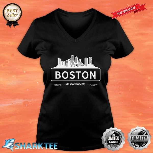 Boston Massachusetts Skyline Boston MA V-neck