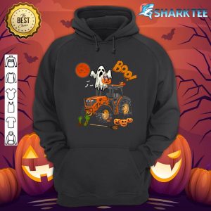 Boo Ghost Riding Tractor Halloween Candy Basket Pumpkins hoodie