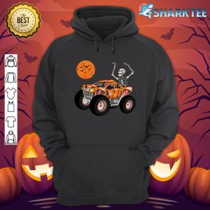 Halloween Skeleton Riding Pumpkin Truck Boys Kids hoodie